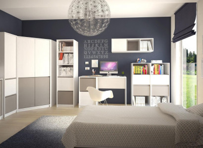 Kinder Jugend Schlafzimmer Komplett Kleiderschrank Eckschrank Computertisch 7tlg